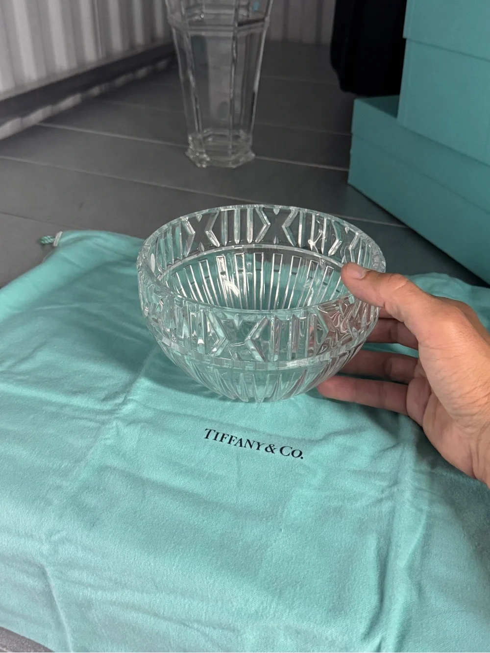 Tiffany & Co. Atlas Clear Crystal Ribbed Bowl - Clear